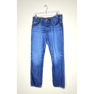 Levis Jeans Mens 30x27 501 Straight Leg Button Fly Blue Cotton Pockets Western